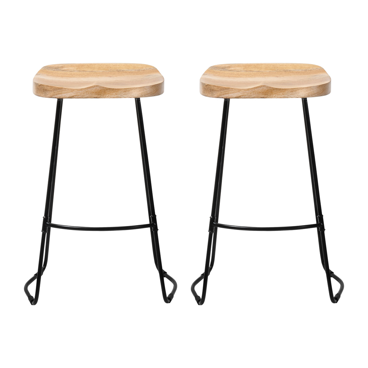 Lara Saddle Seat Counter Stools Set of 2 - Natural