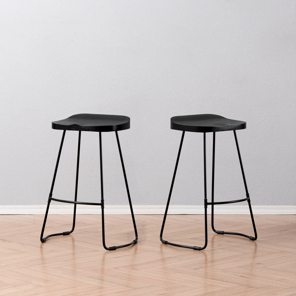 Lara Wood & Metal Counter Stools Set of 2 - Black