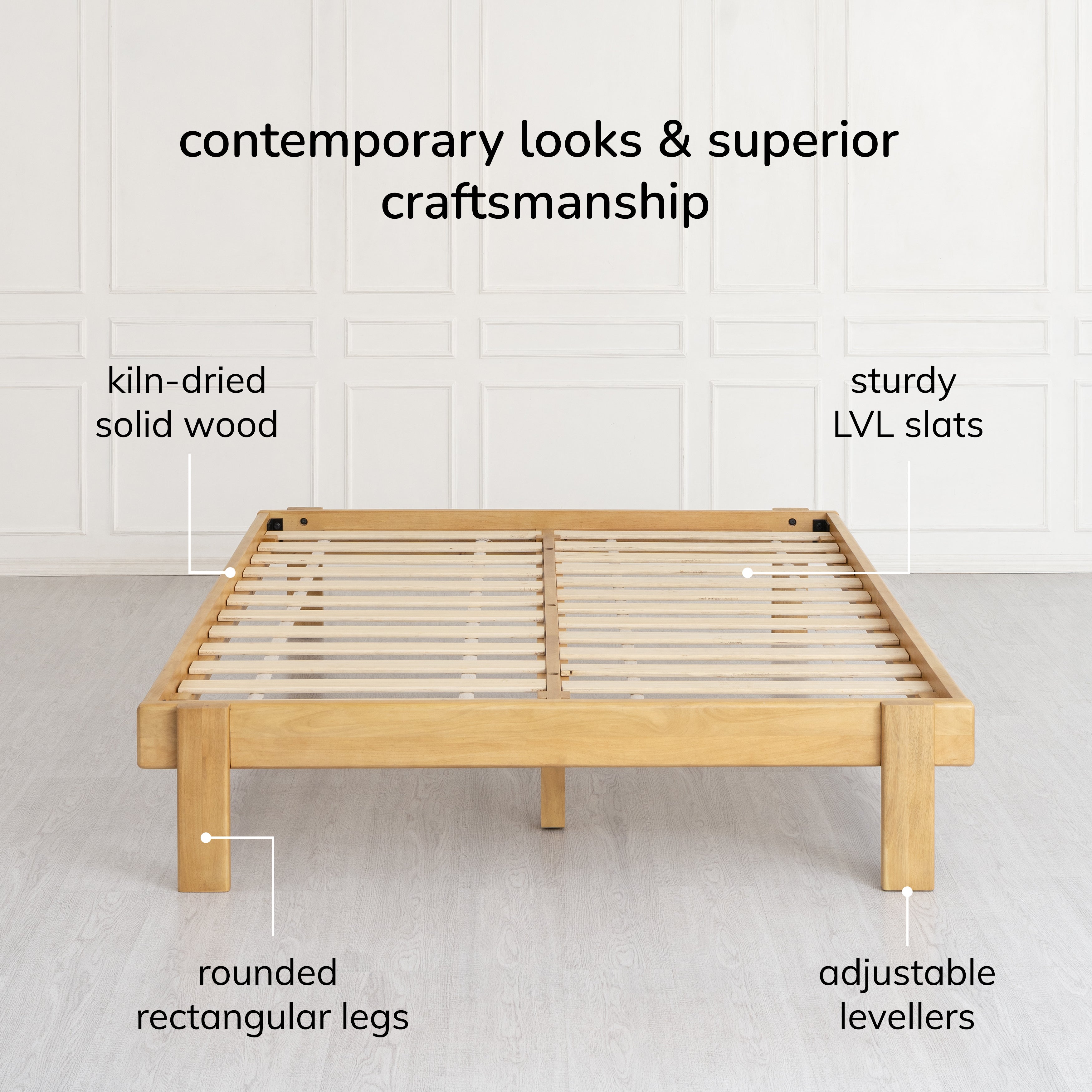 Parson Solid Wood Queen Platform Bed - light blonde