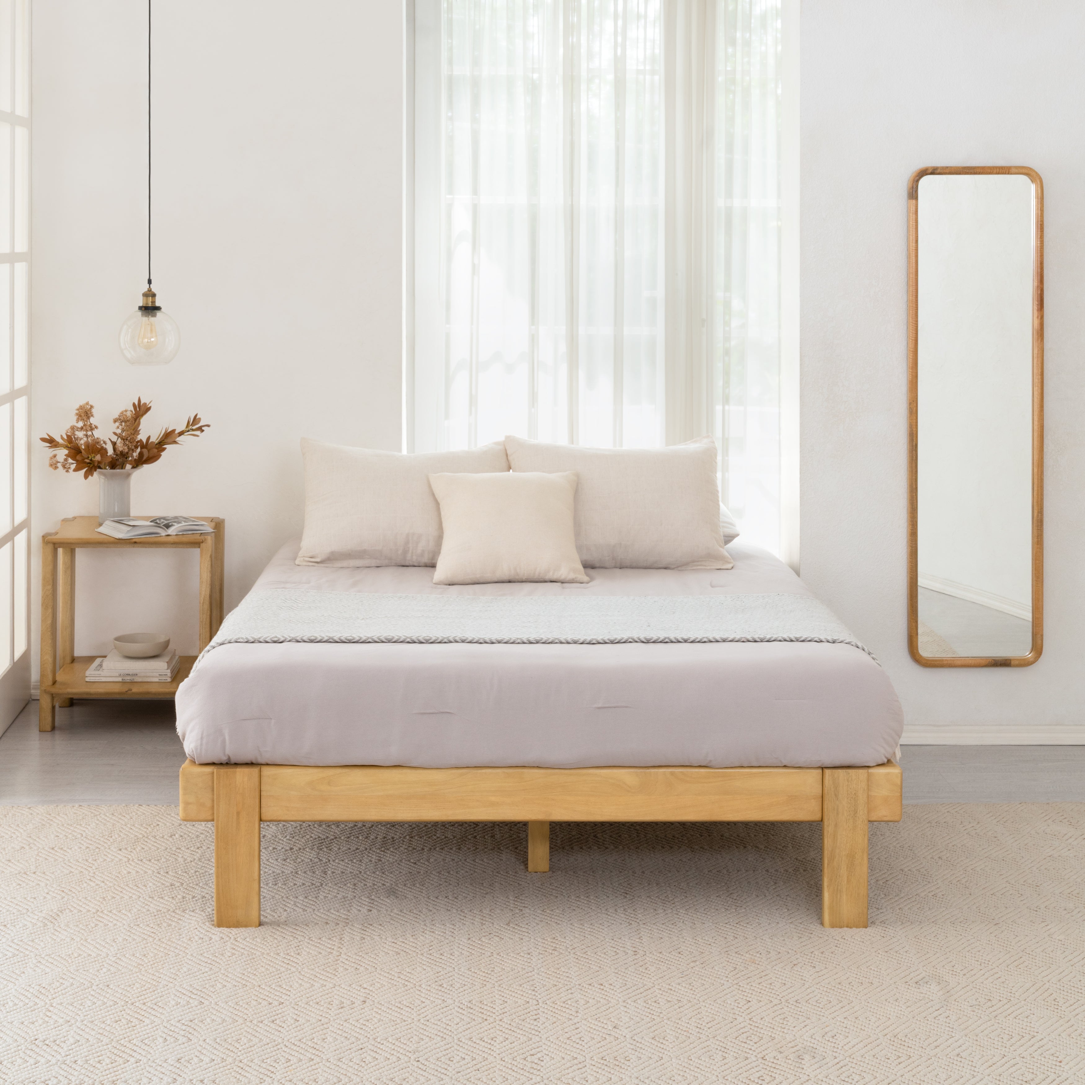 Parson Solid Wood Queen Platform Bed - light blonde