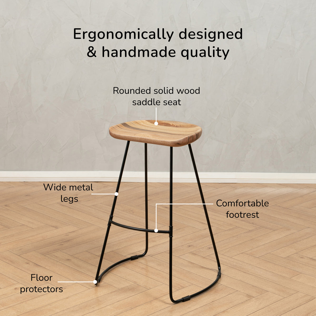 Ember Solid Wood Bar Stool - Natural