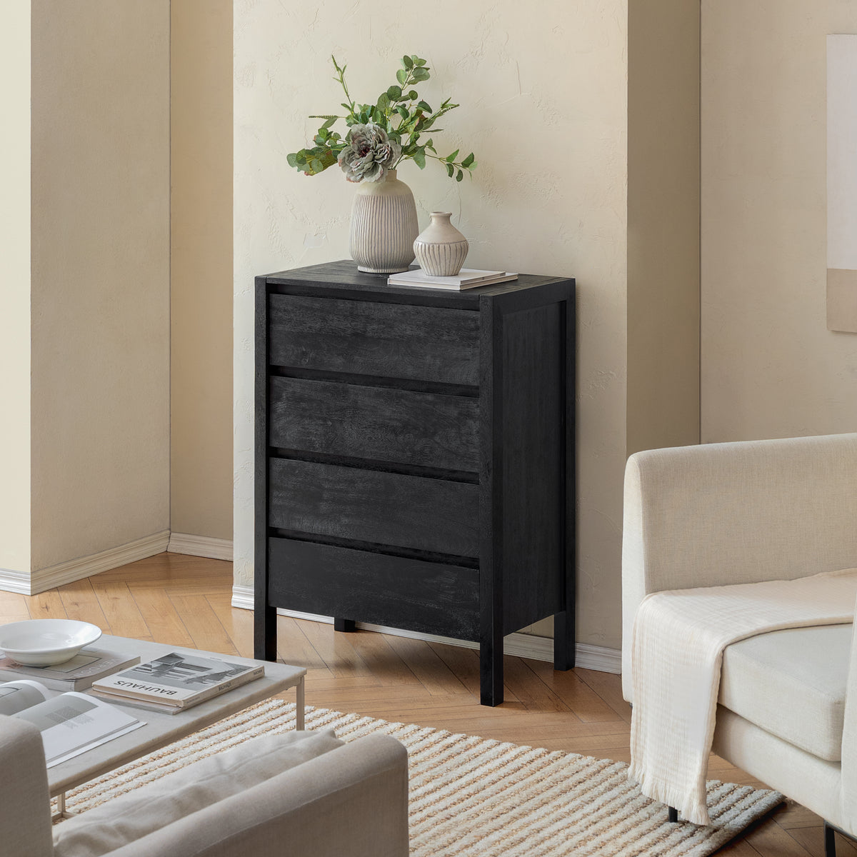 Oslo Solid Wood Chest of Drawers - Black