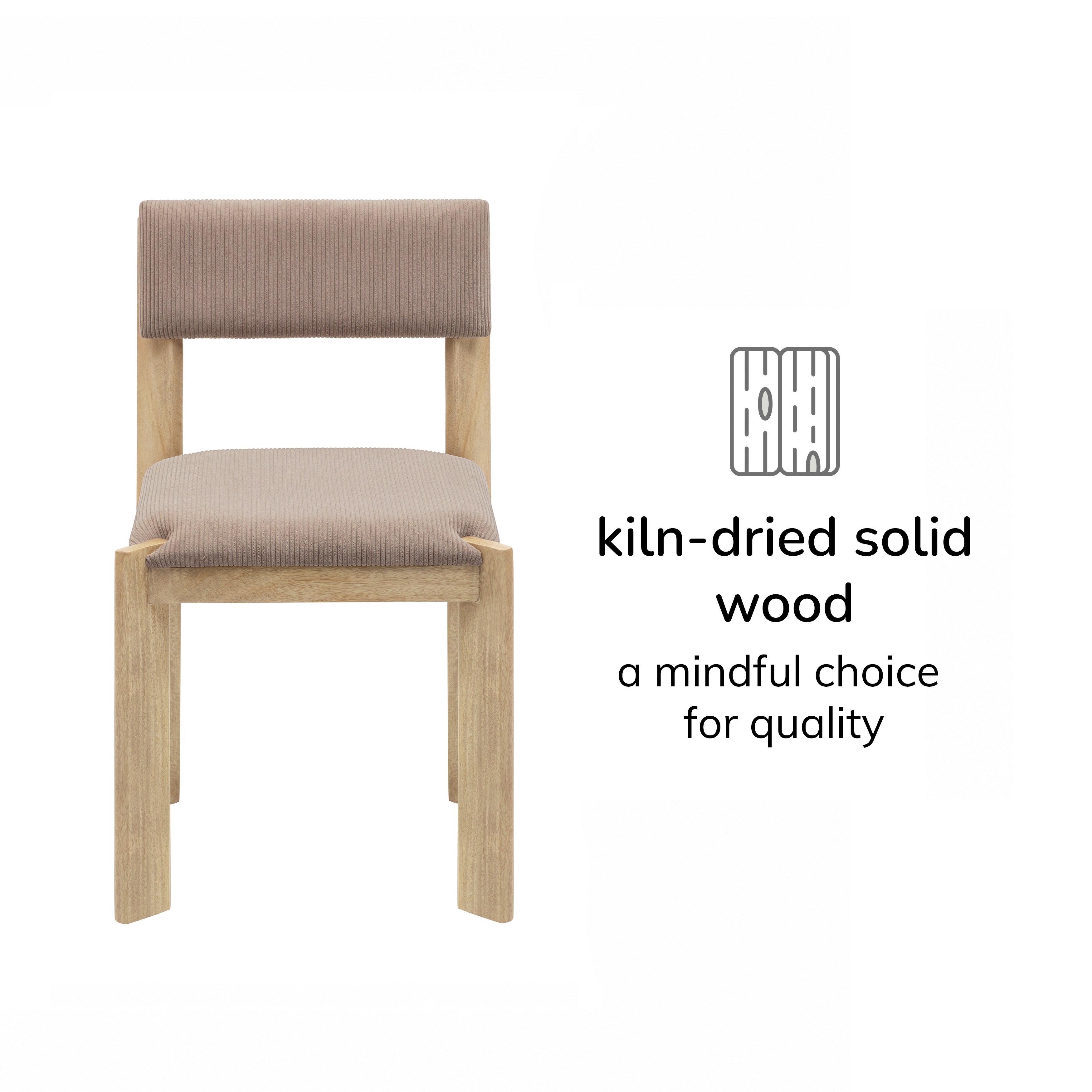 Tami Set of 2 Solid Wood & Upholstery Dining Accent Chairs - Warm Sand