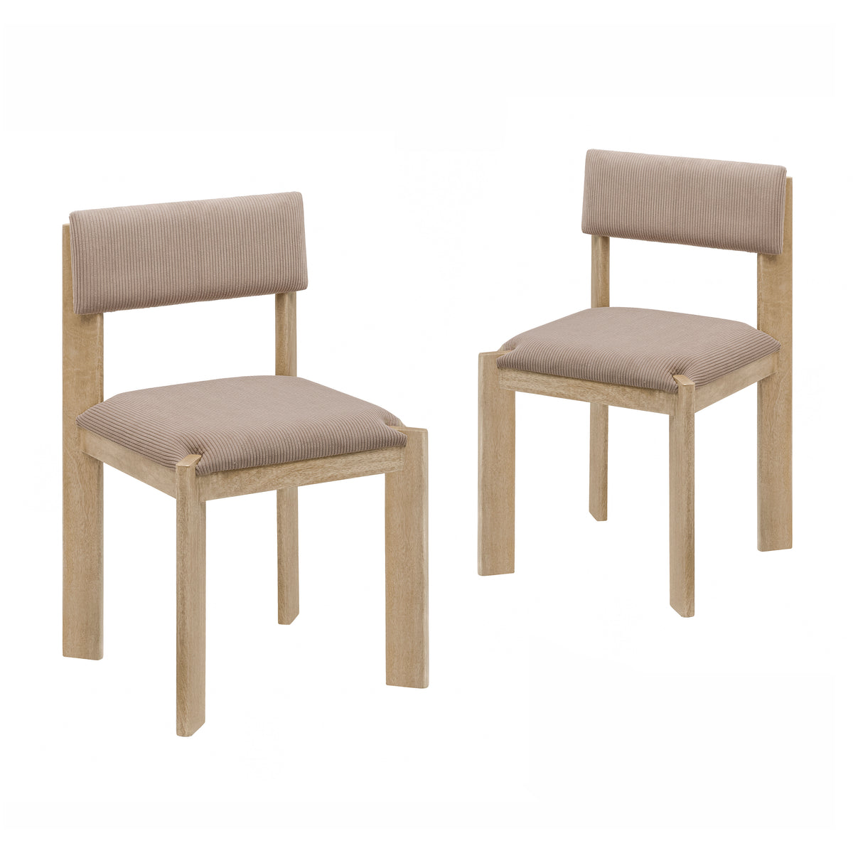 Tami Set of 2 Solid Wood & Upholstery Dining Accent Chairs - Warm Sand