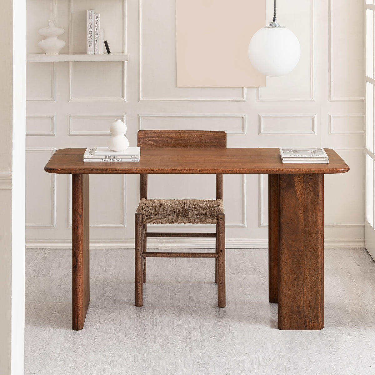 Mia Solid Wood Desk - Walnut