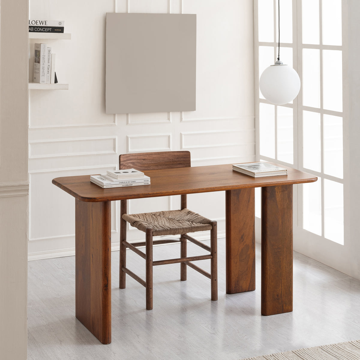 Mia Solid Wood Desk - Walnut