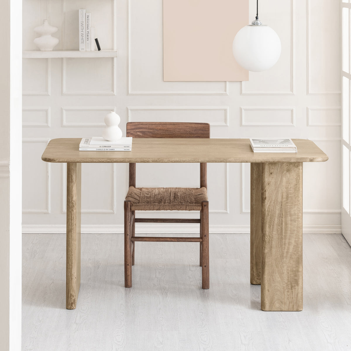 Mia Solid Wood Desk - Warm Sand