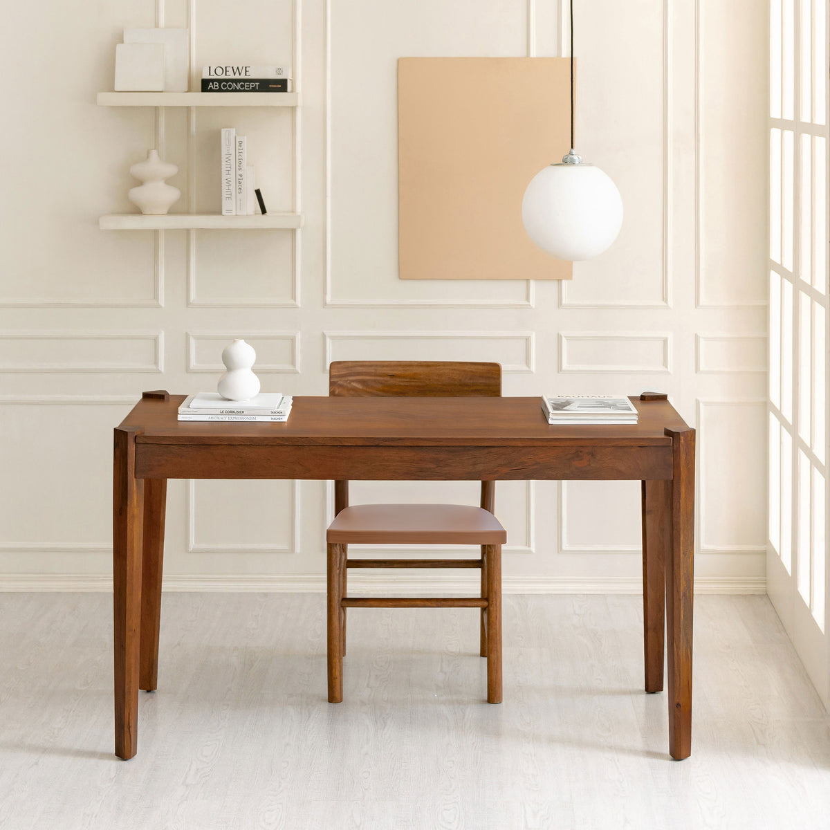Sapna Solid Wood Desk - Walnut