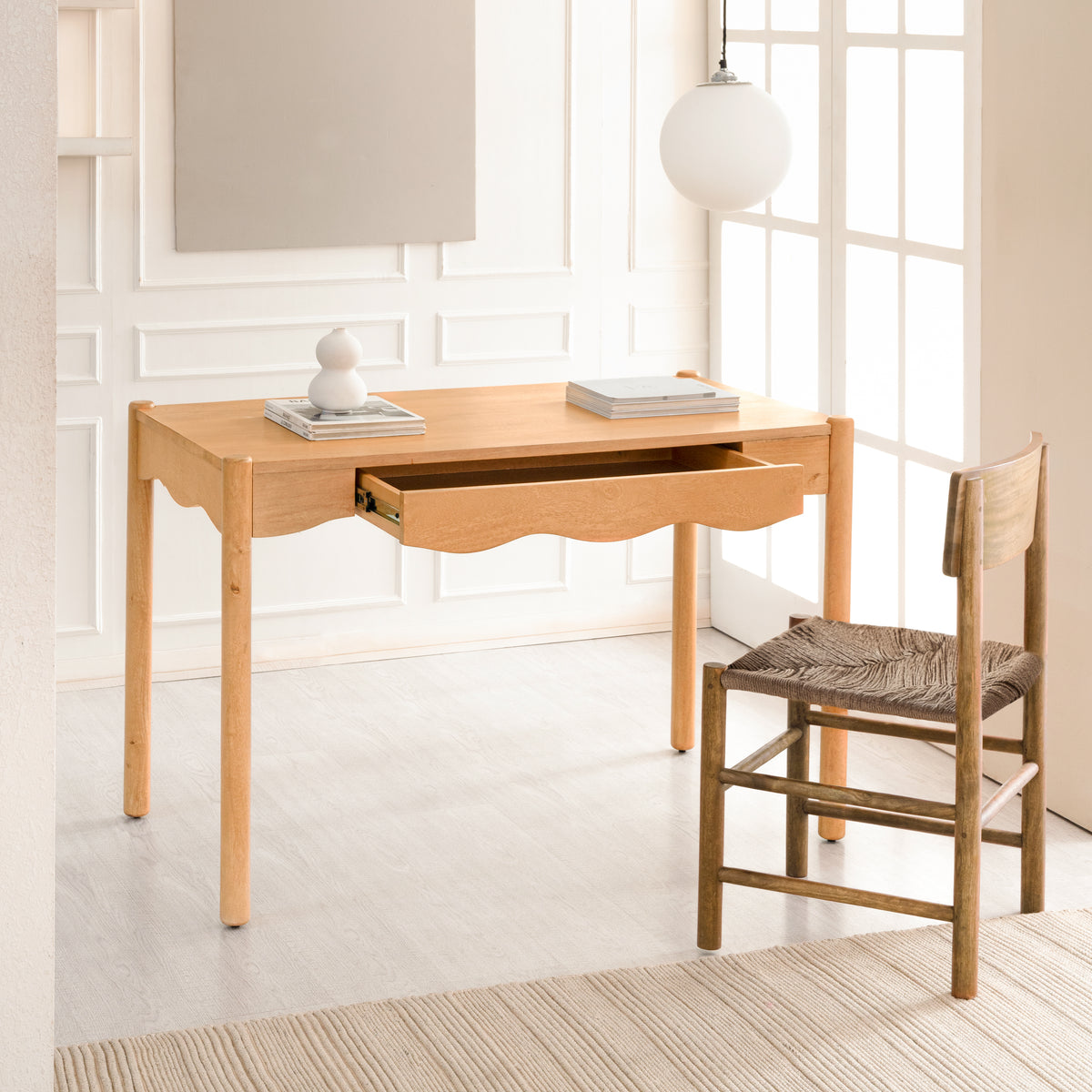 Gozo Solid Wood Desk - Blonde Natural