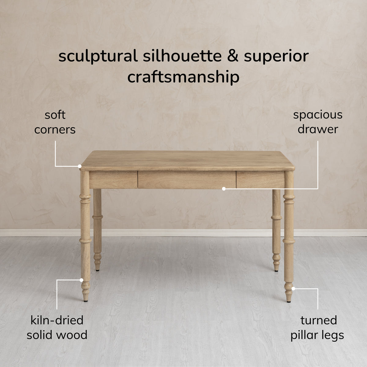 Rhonda Solid Wood Desk - Warm Sand