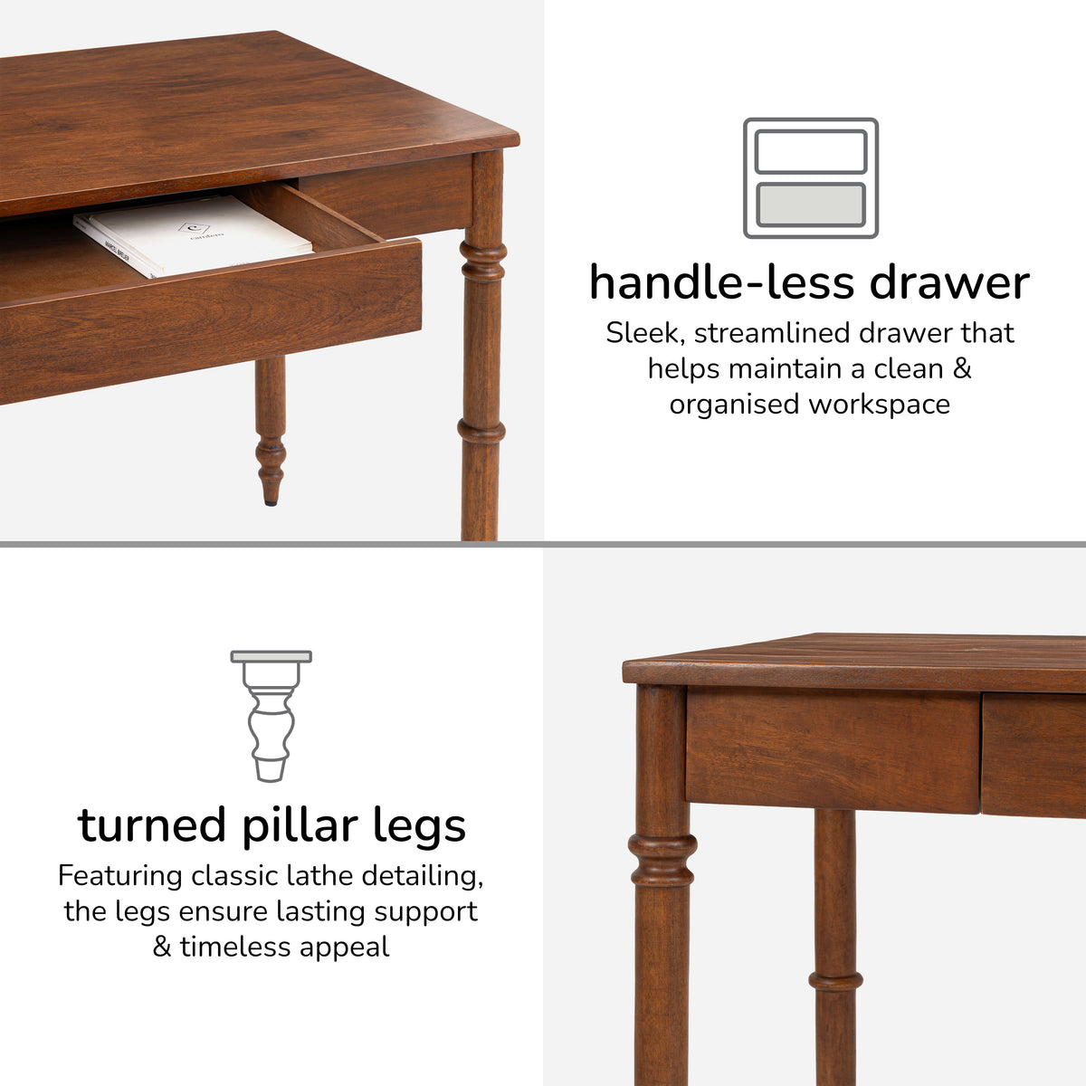 Rhonda Solid Wood Desk - Walnut