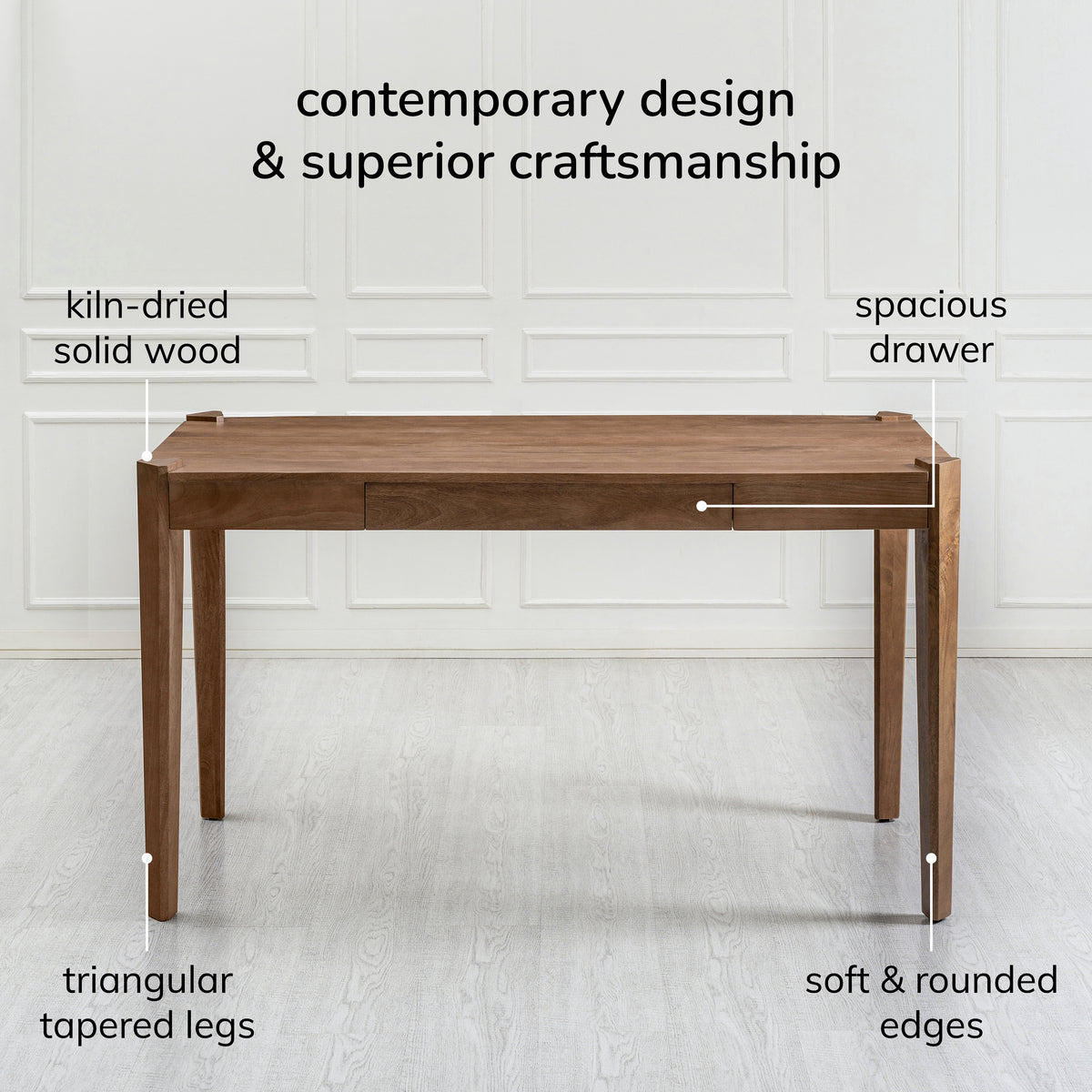 Sapna Solid Wood Desk - Belgian wheat