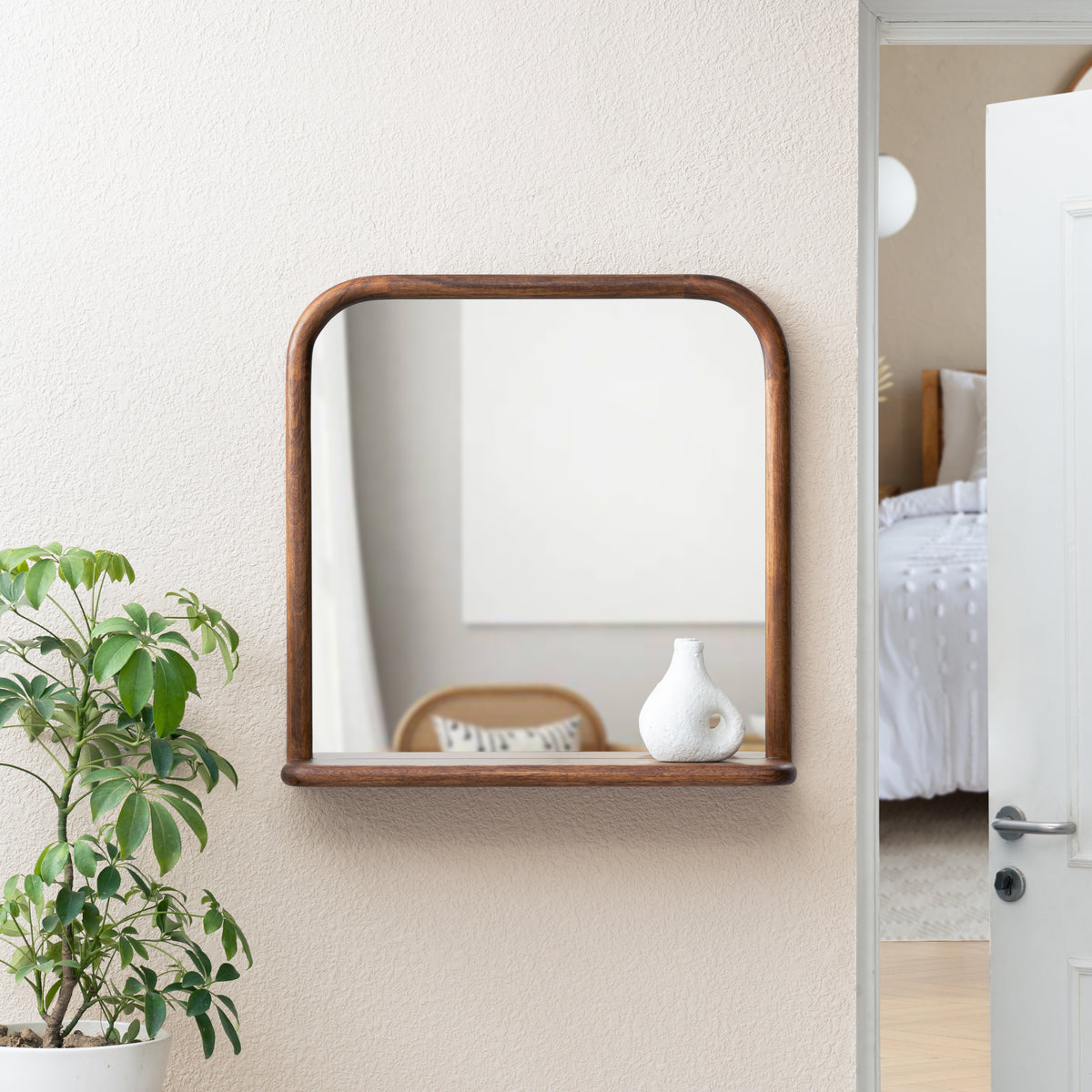 Ricky Accent Wall Mirror - Walnut
