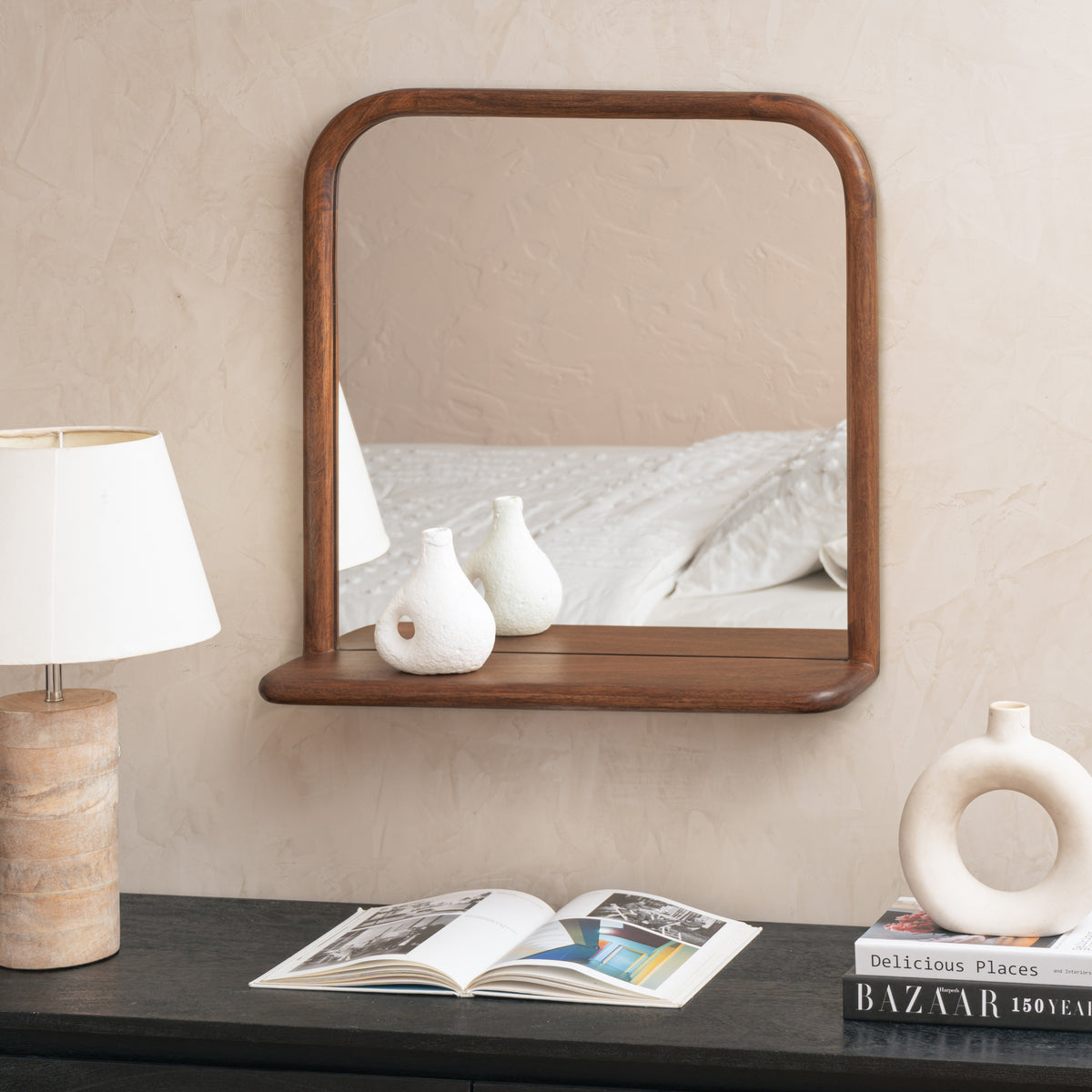 Ricky Accent Wall Mirror - Walnut
