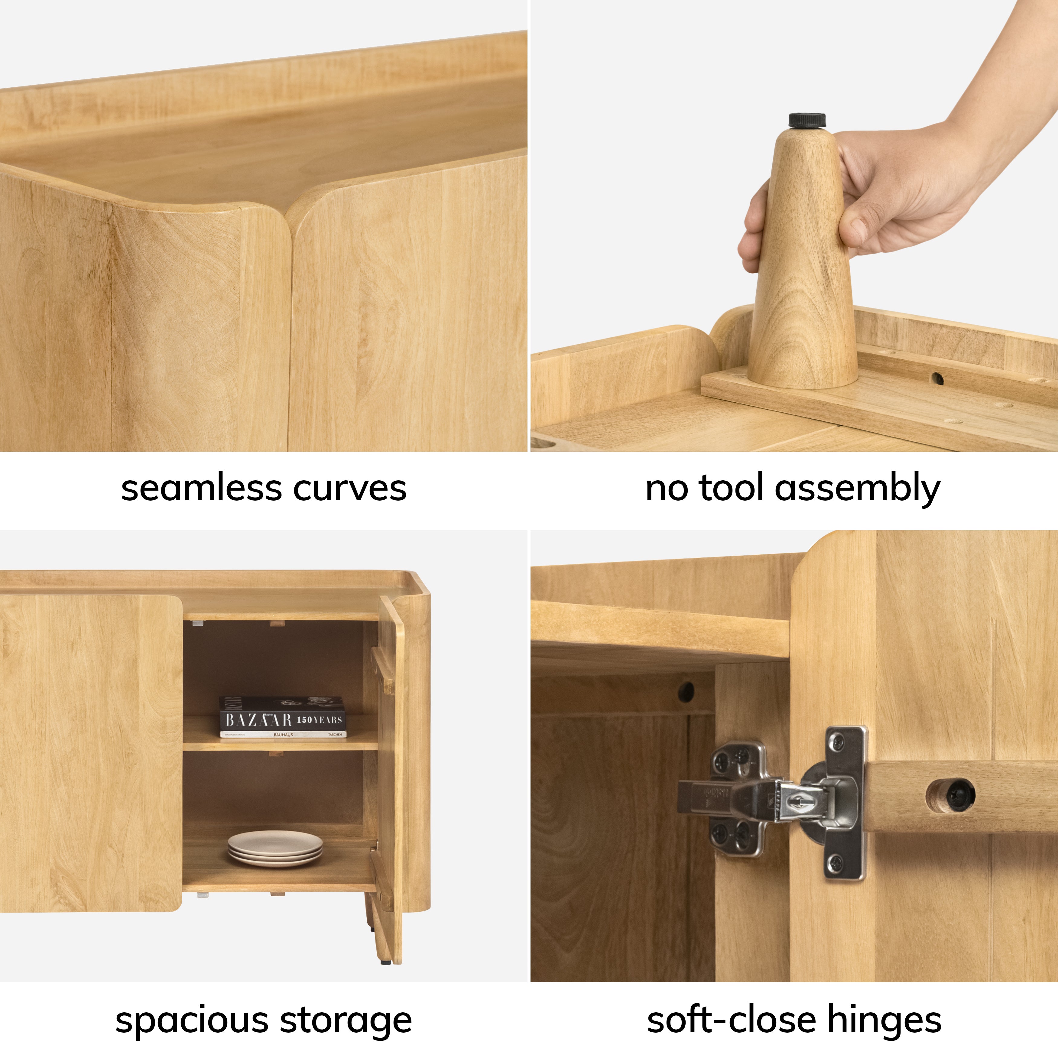 Rufus Solid Wood Sideboard - Light Blonde