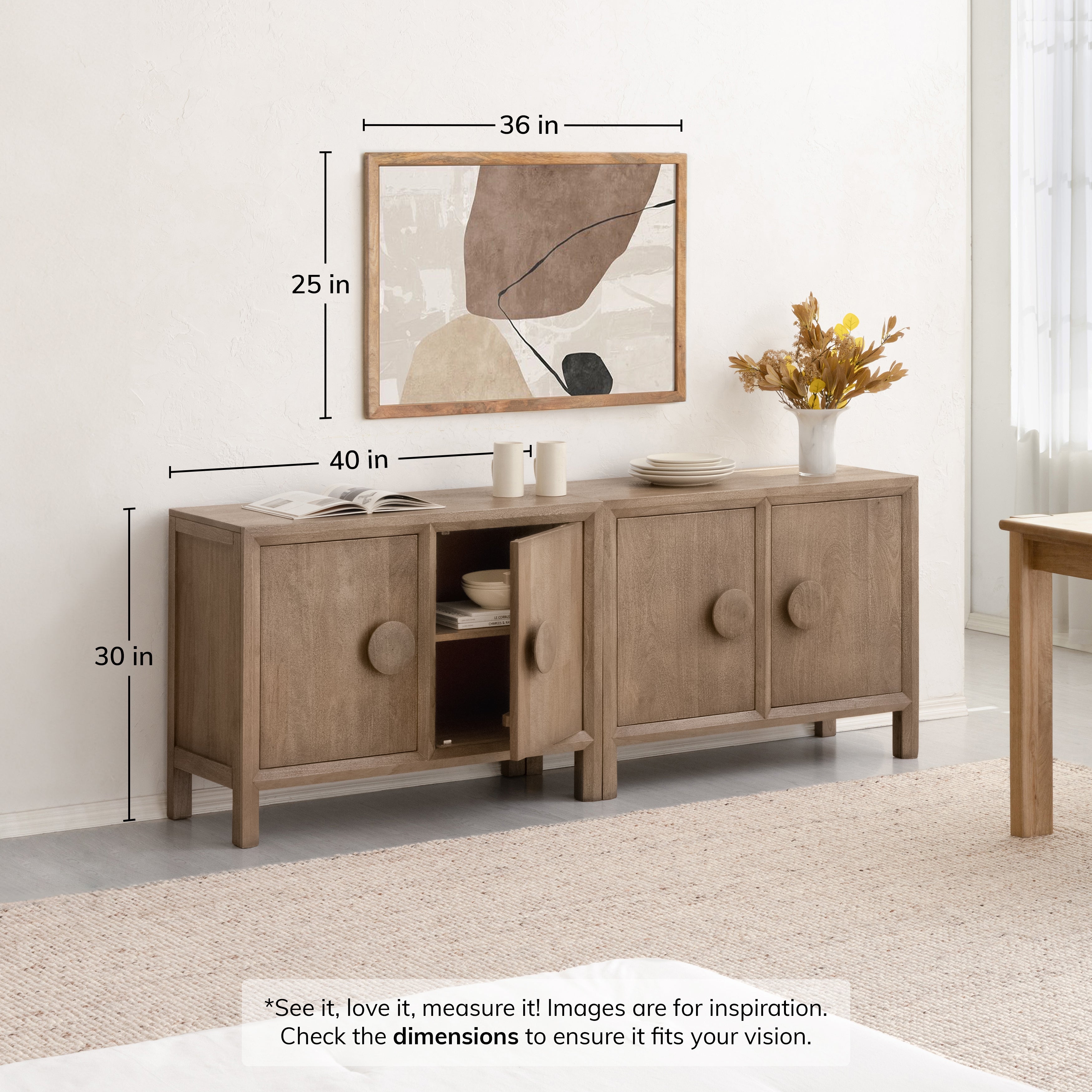 Bobby Solid Wood Sideboard - Textured Brown