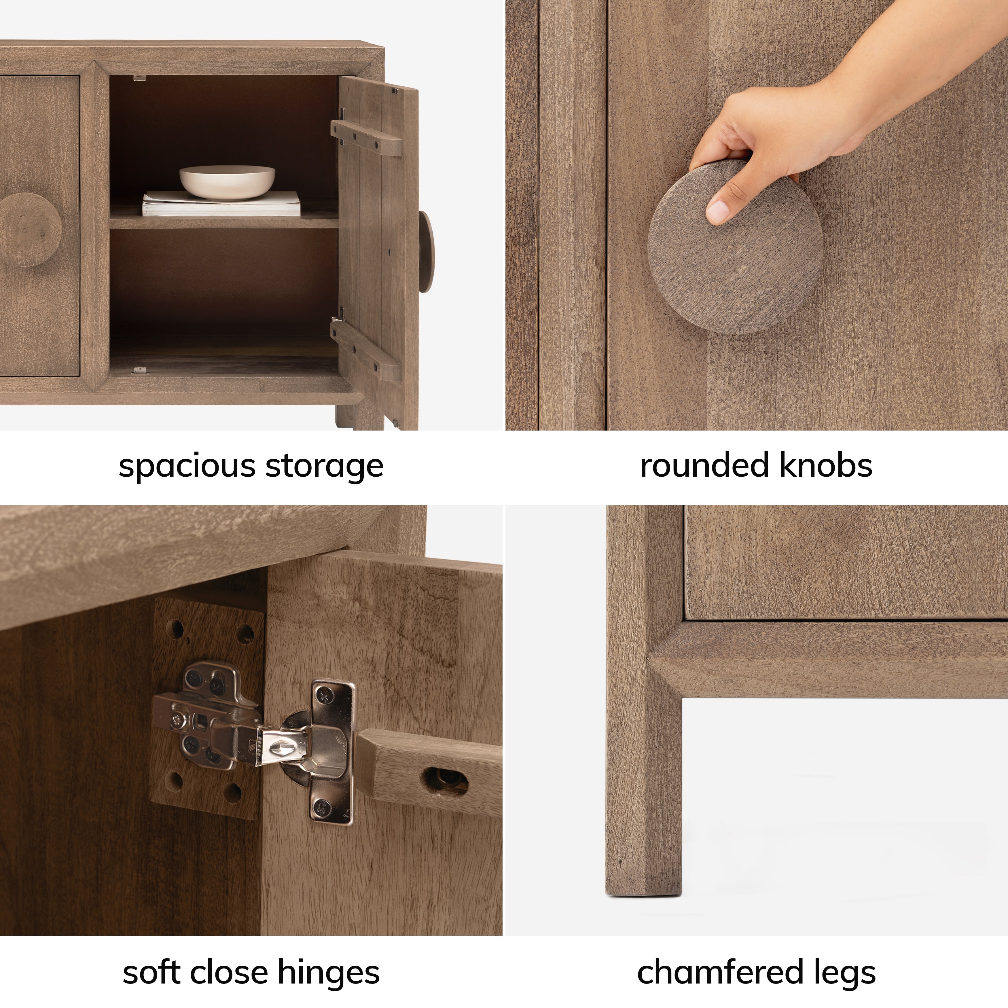 Bobby Solid Wood Sideboard - Textured Brown