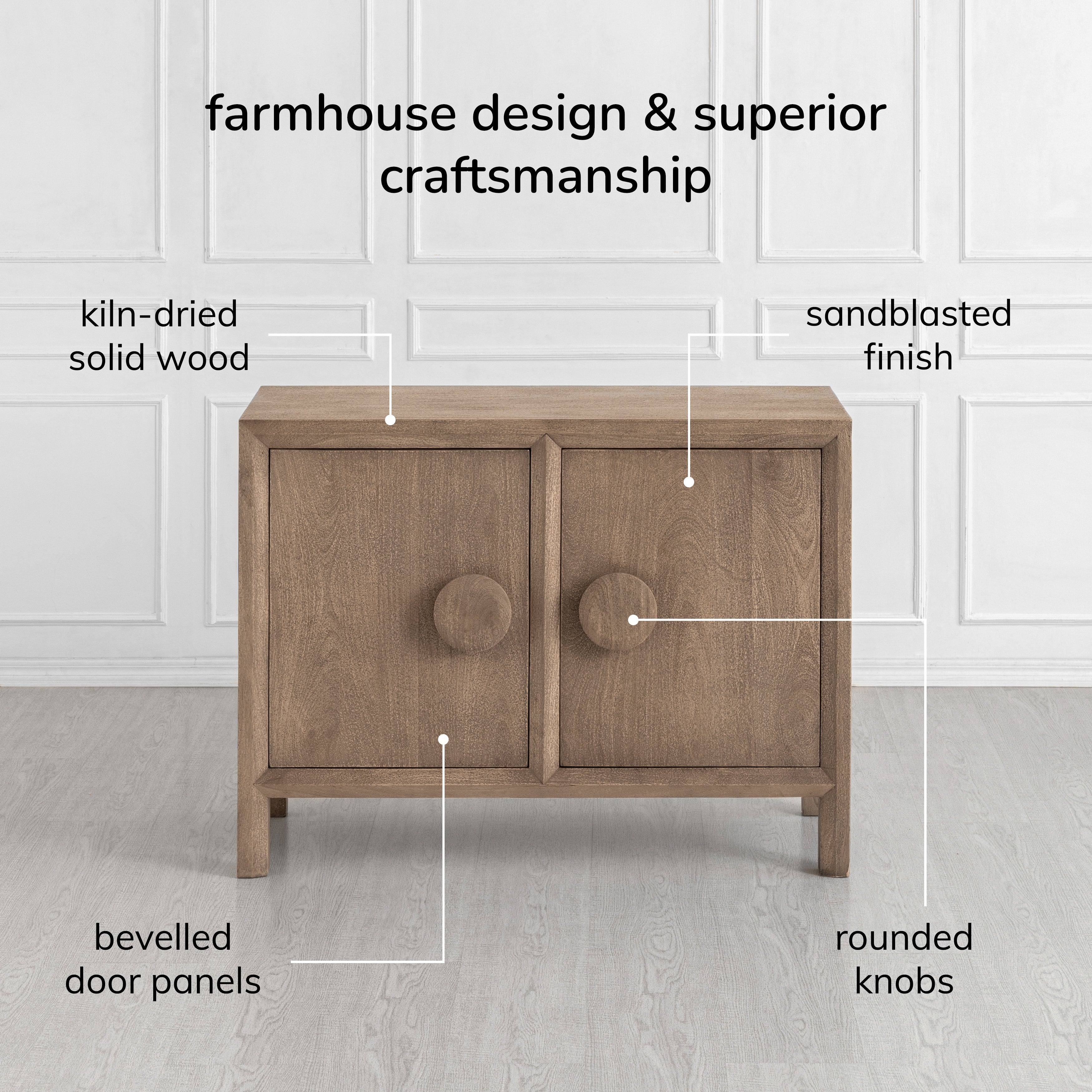 Bobby Solid Wood Sideboard - Textured Brown