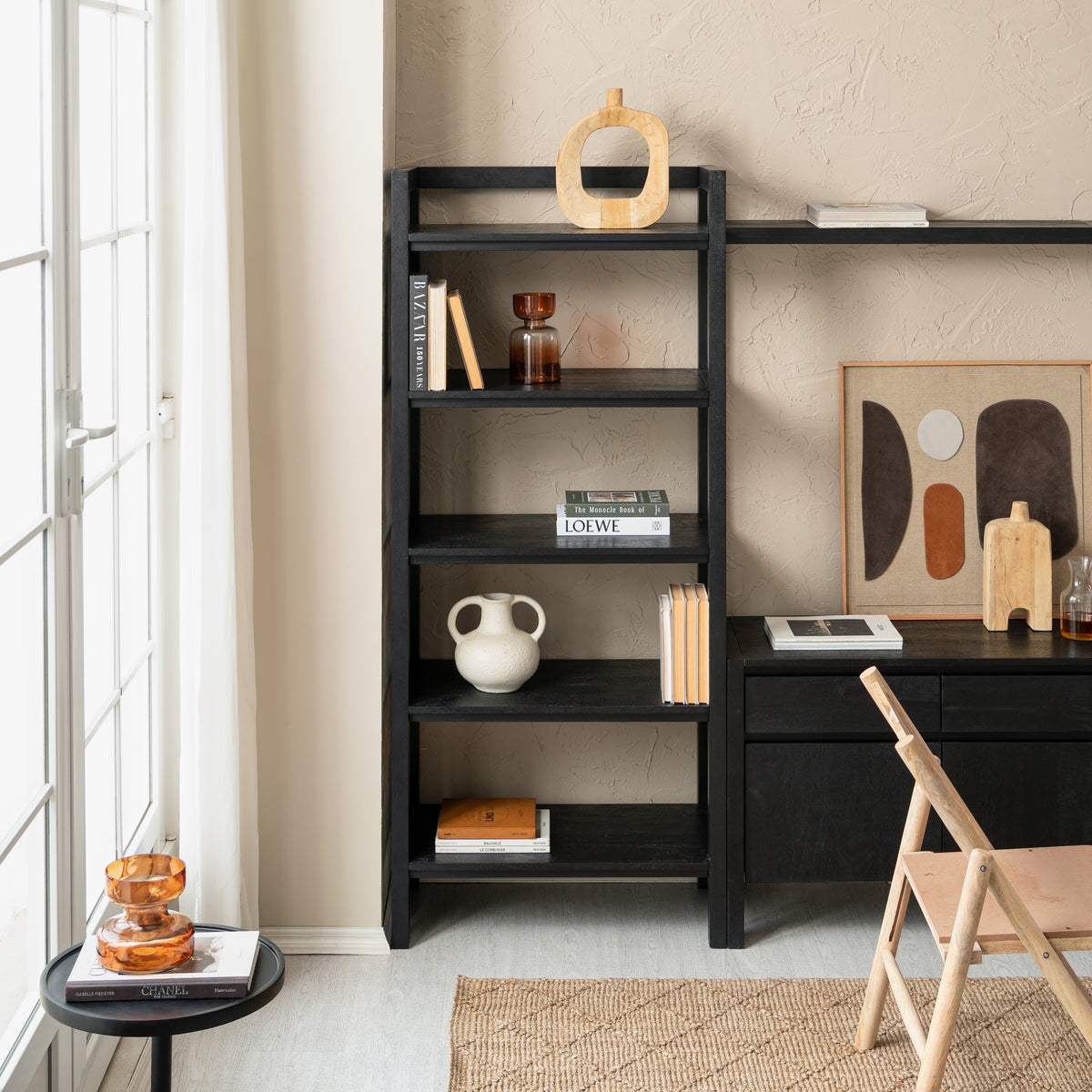 Grayling Solid Wood Bookcases - Black