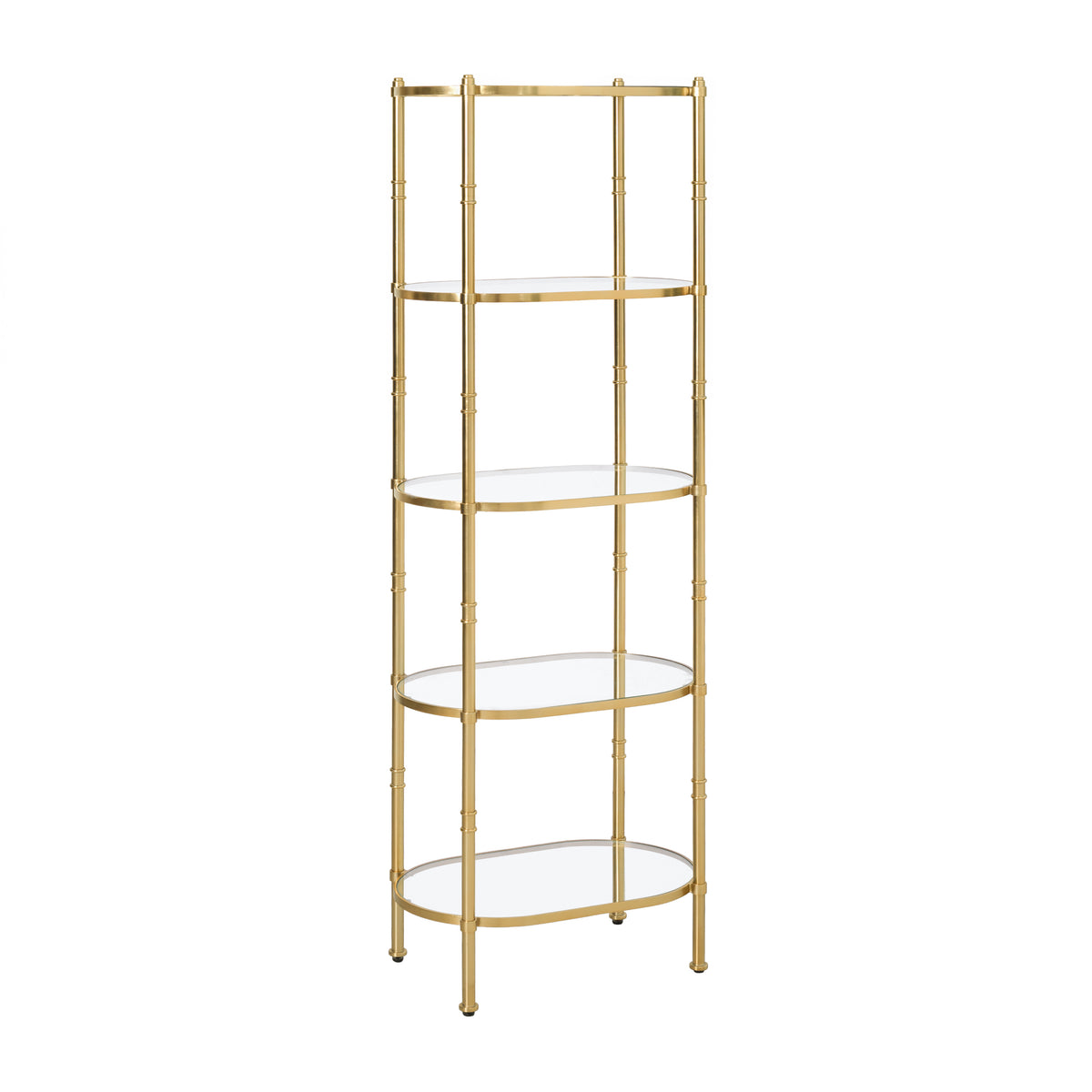 Remi Metal & Tempered Glass Bookcase - Antique Brass