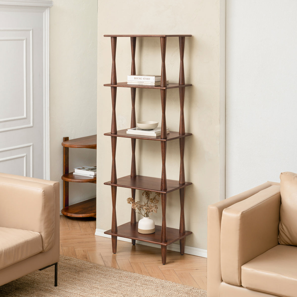 Kenzie Solid Wood Bookcase - Espresso