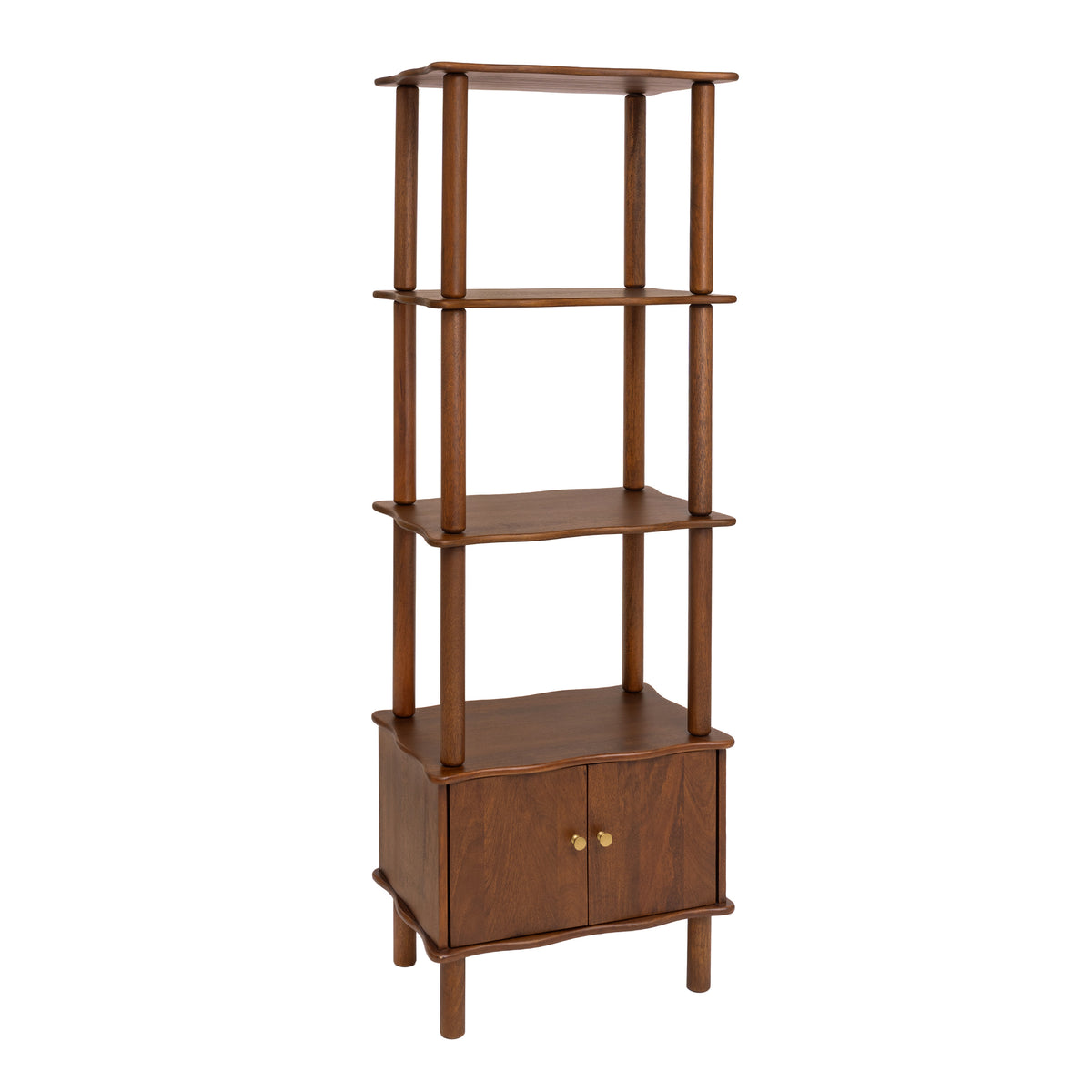 Myra Solid Mango Wood Bookcase - Walnut