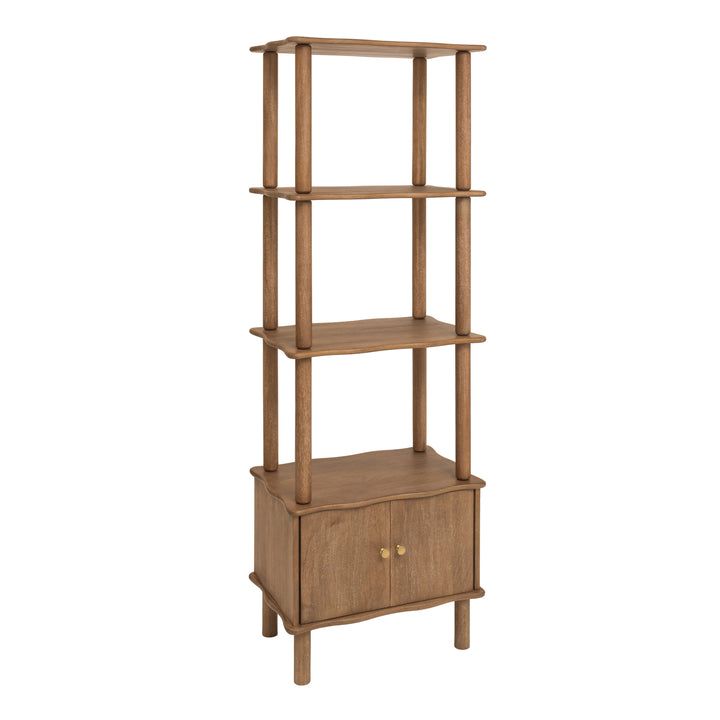 Myra Solid Mango Wood Bookcase - Cerused Taupe