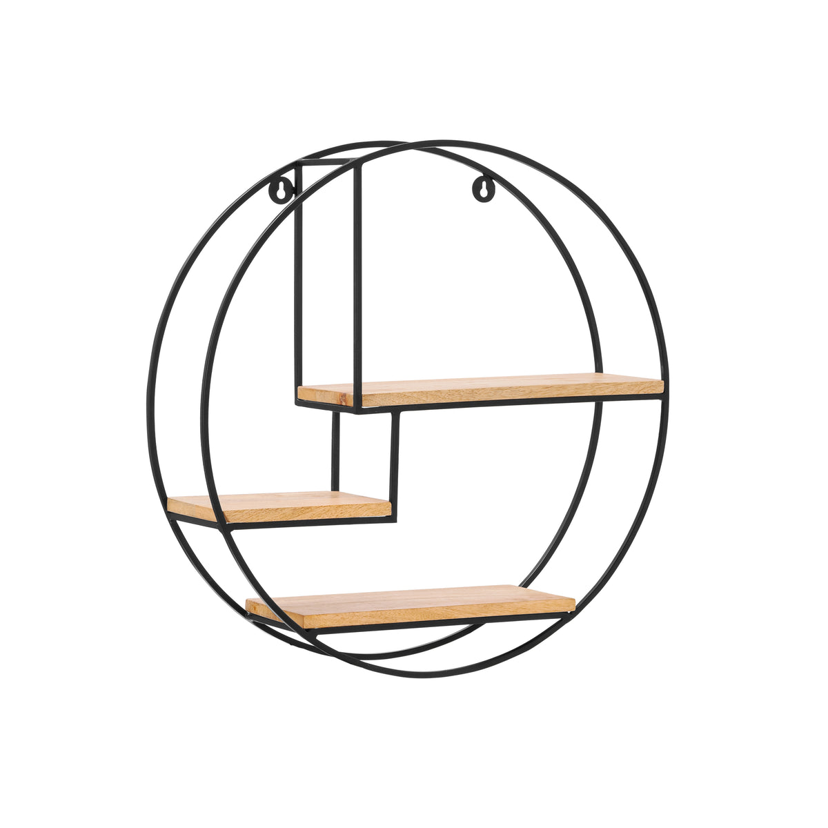 Marly Wood & Metal Wall Mounted Shelf - Black & Natural