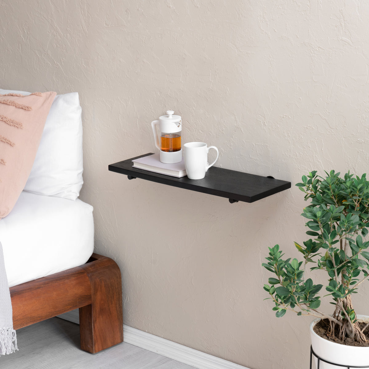 Bailey Solid Wood & Metal Wall Mounted Shelves - Black