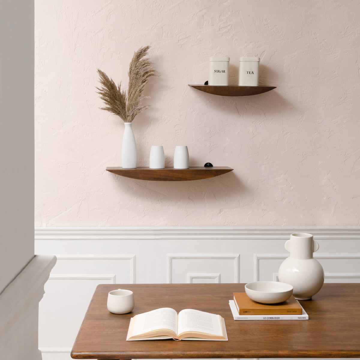 Hutch Set of 2 Wall Mounted Shelves - Walnut