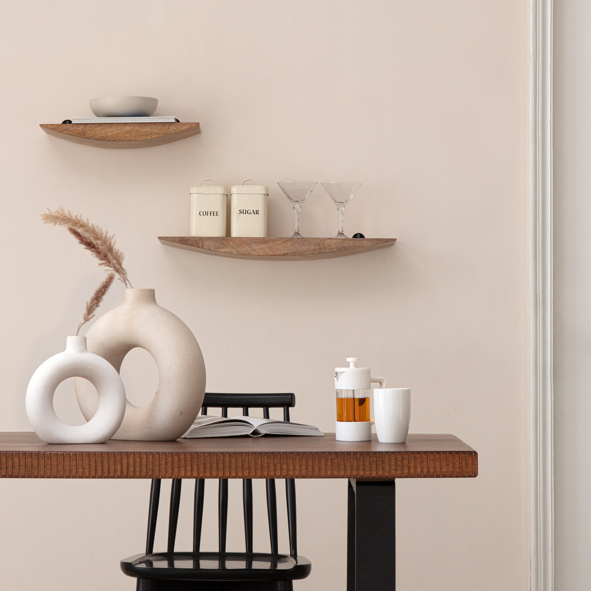 Hutch Set of 2 Wall Mounted Shelves - Natural