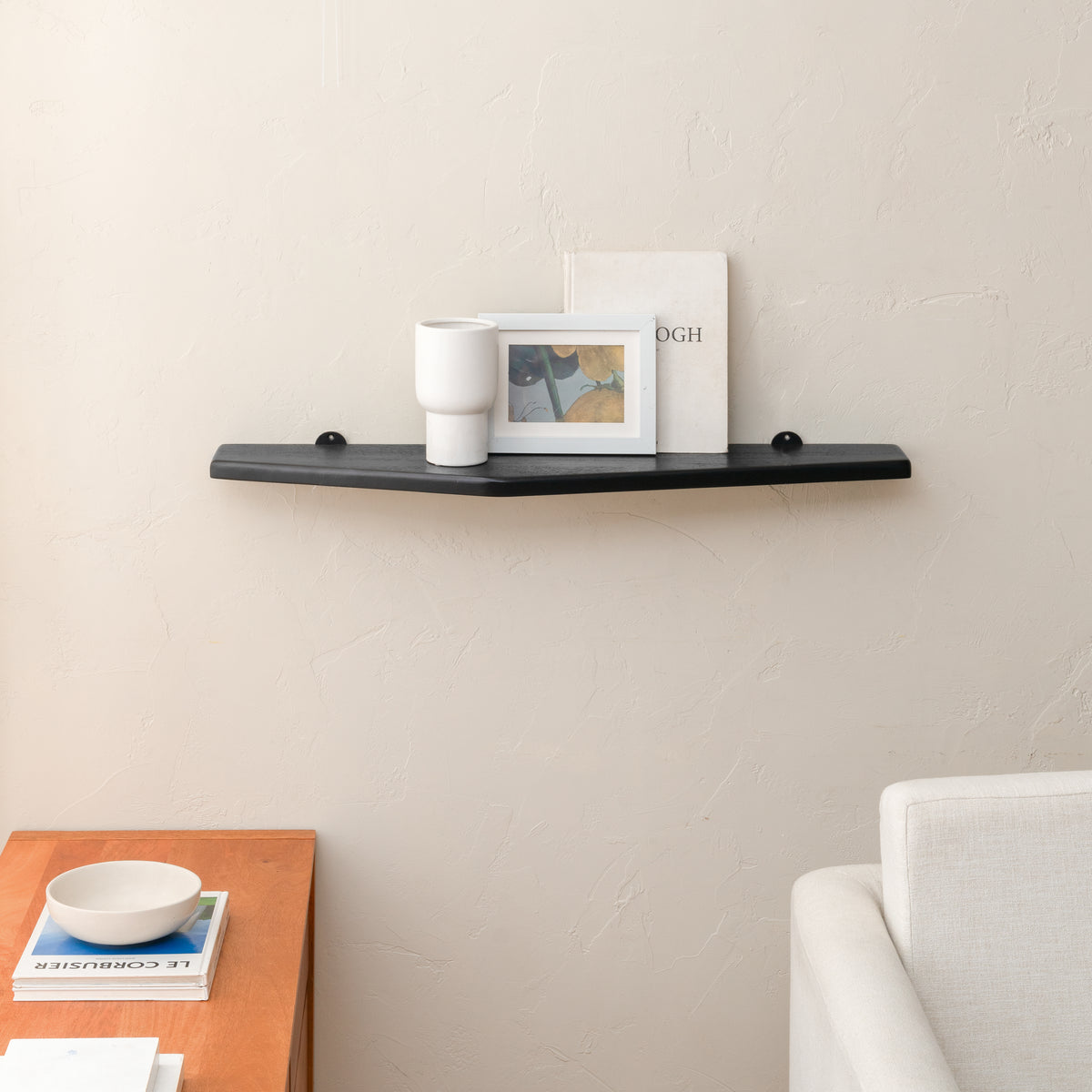Lonny Solid Wood Wall Mounted Shelf - Black