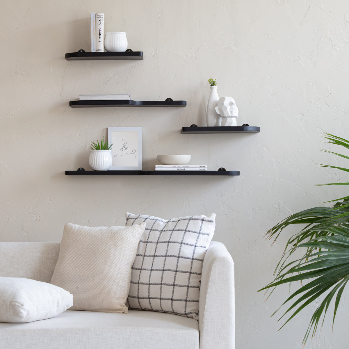 Dale Set of 4 Wall Mounted Shelves - Black
