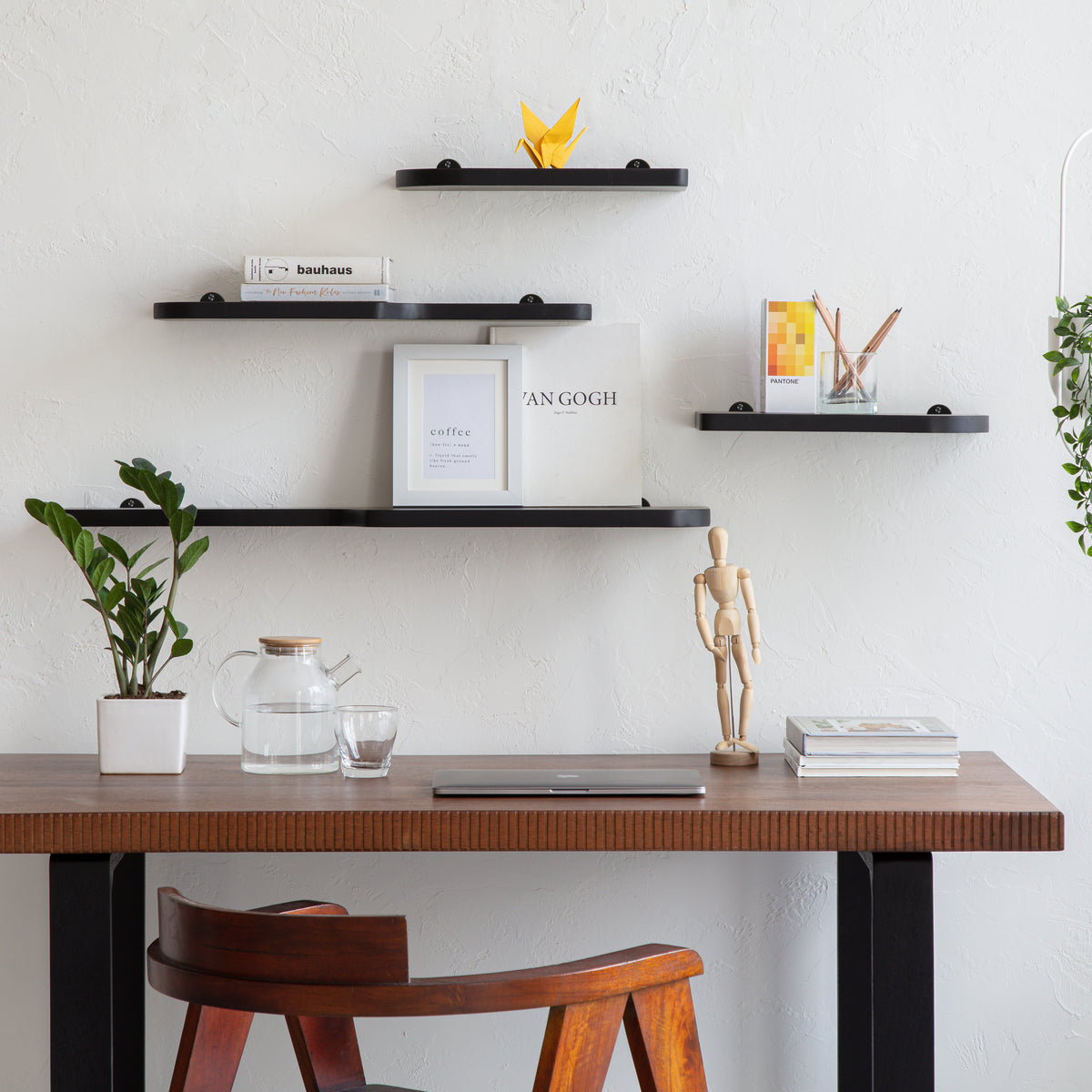 Dale Set of 4 Wall Mounted Shelves - Black