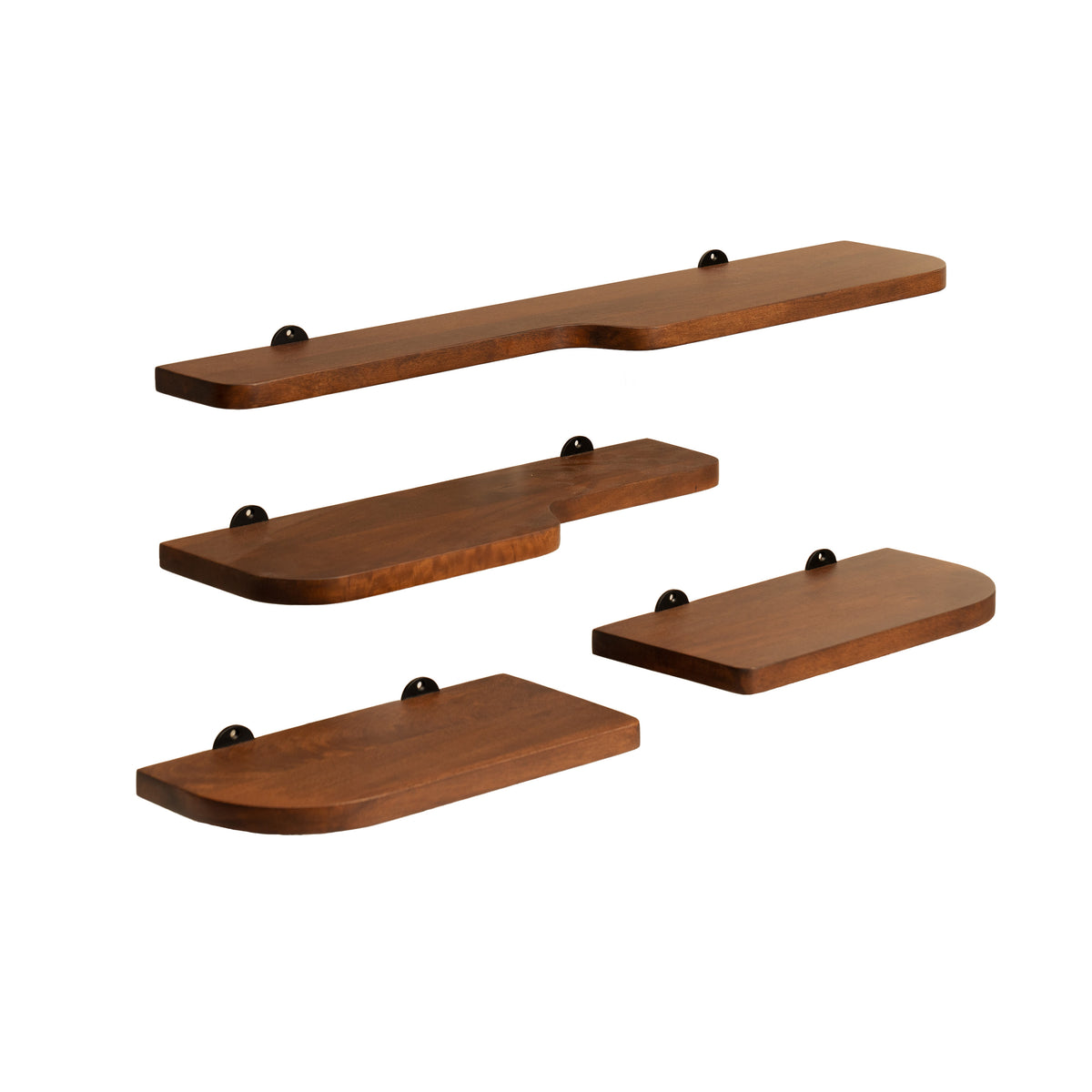 Dale Set of 4 Wall Mounted Shelves - Walnut