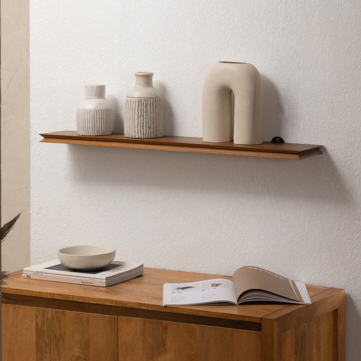 Hamish Wall Mounted Shelf - Large - Walnut