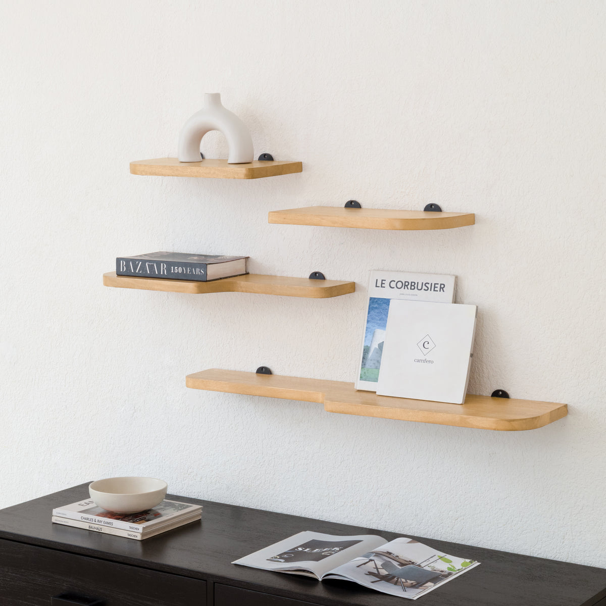 Dale Set of 4 Wall Mounted Shelves - Blonde Natural