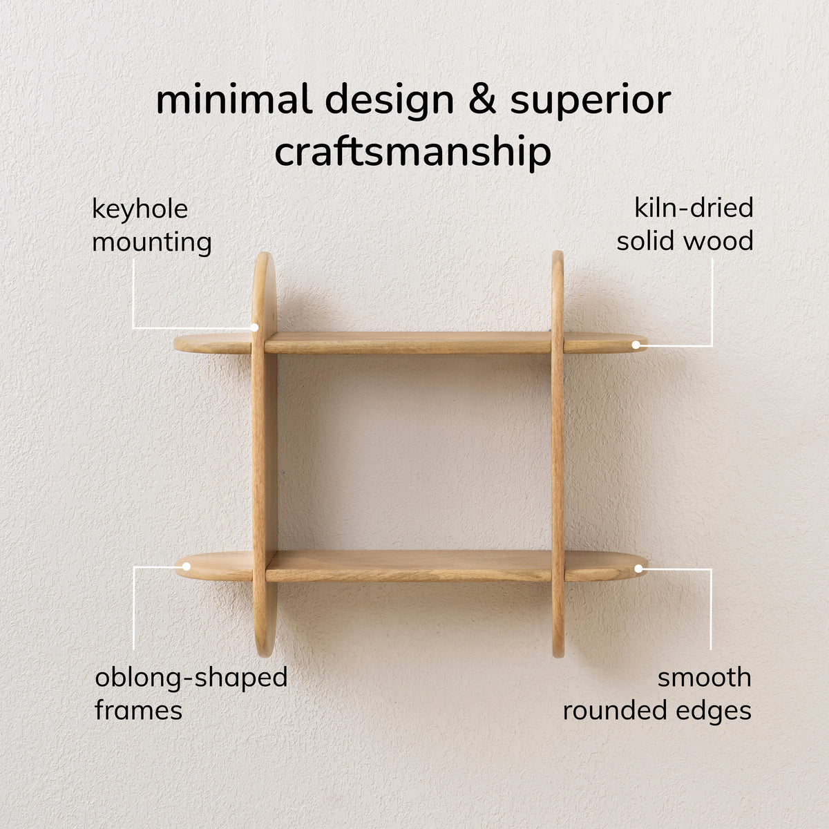 Montague Solid Wood Wall Mounted Shelf - Natural