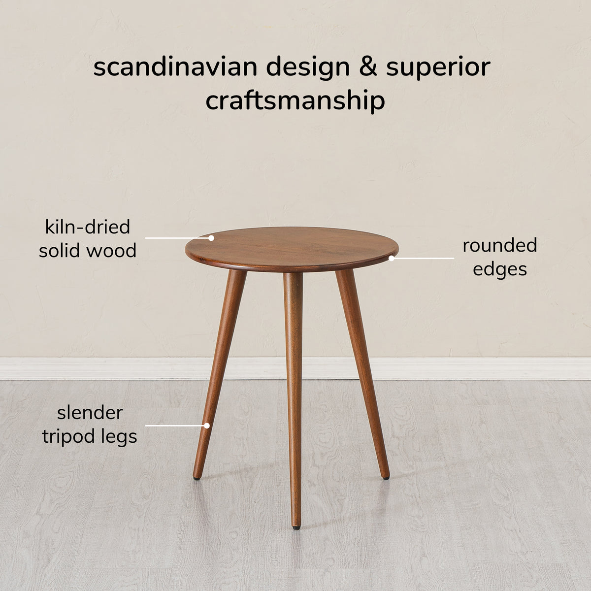 Judy Solid Wood End Table - Walnut