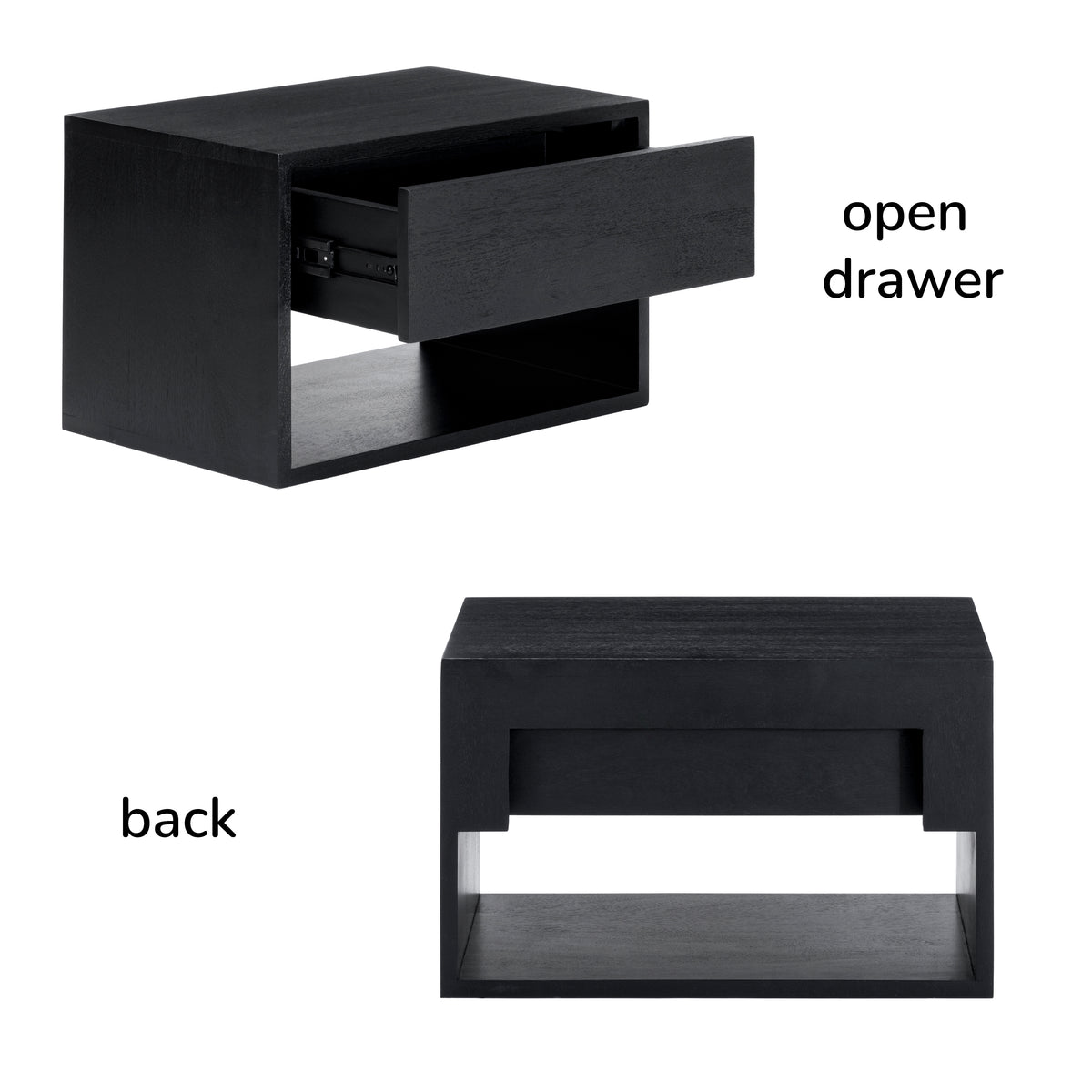 Idris Floating Nightstand - Black