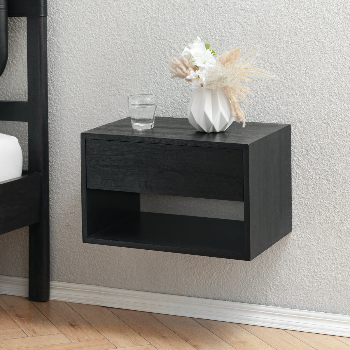 Idris Floating Nightstand - Black