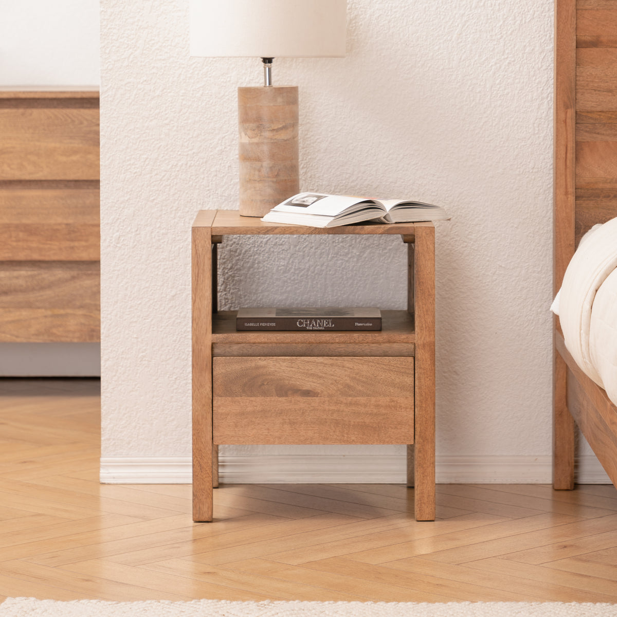 Pisa Solid Wood Nightstand - Mid Tone Honey