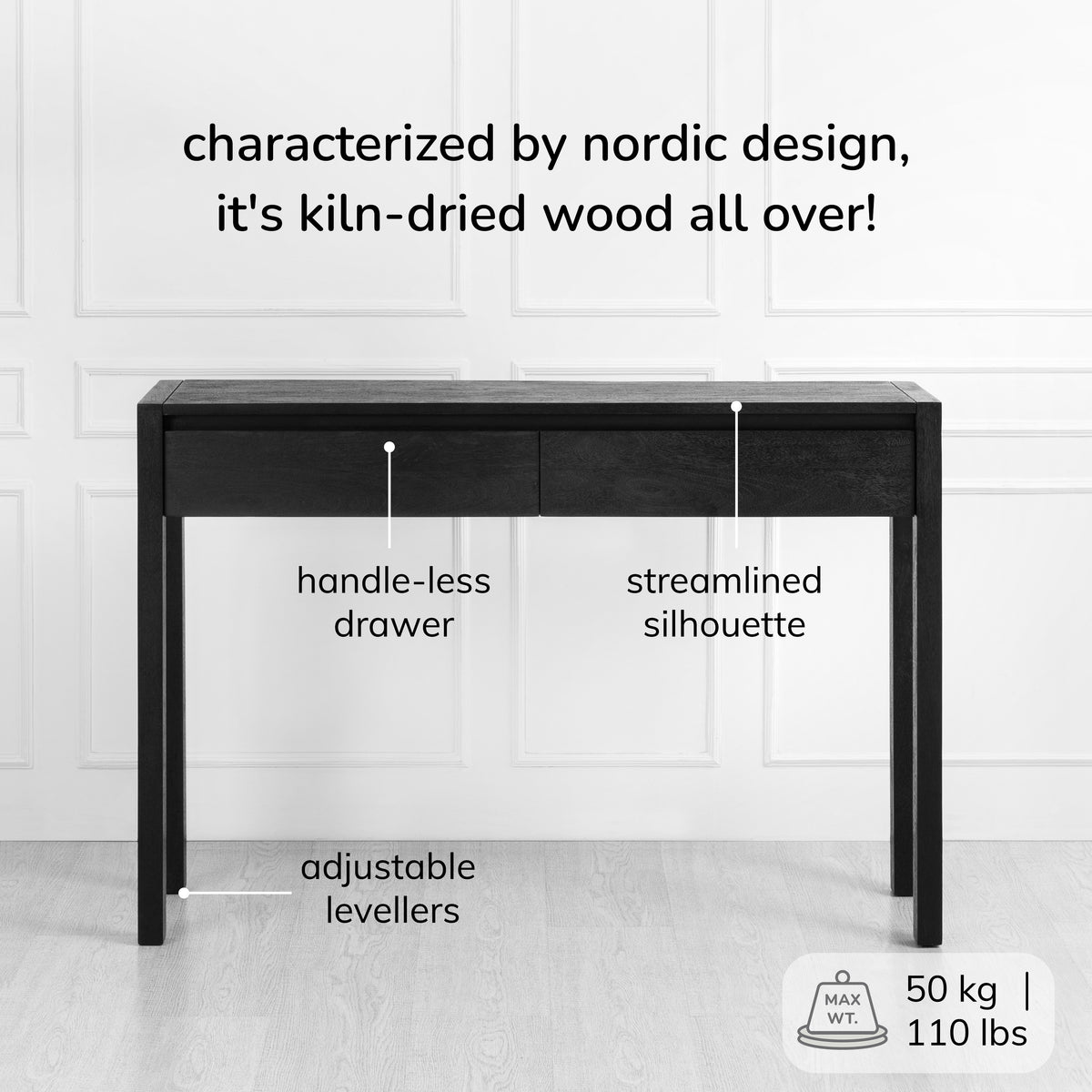 Chiltern Solid Wood Console Table - Black
