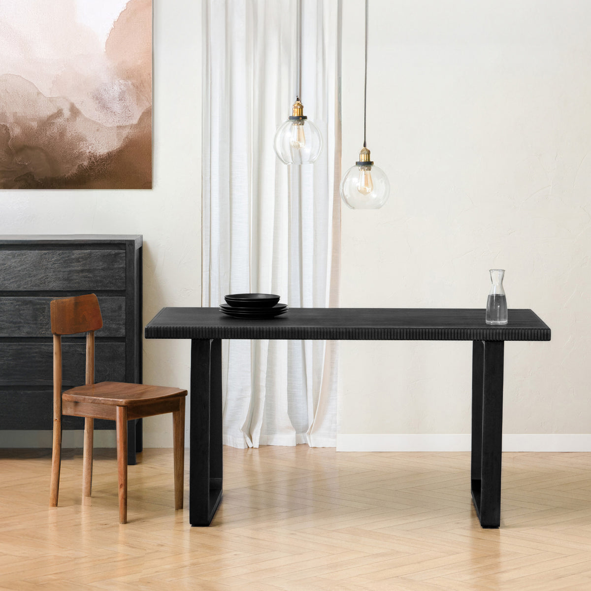 Margeaux Solid Wood Dining Table - Black