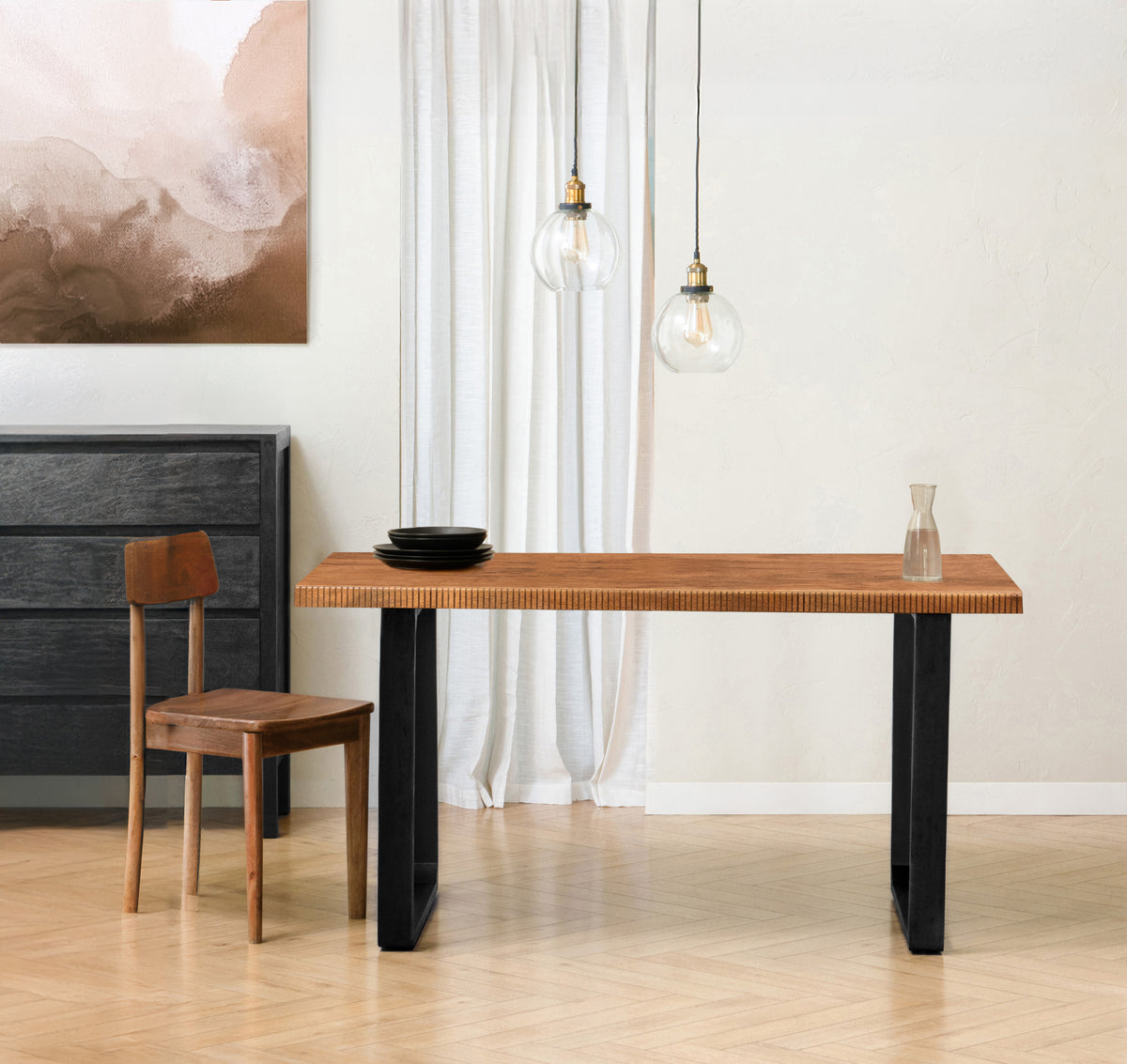 Margeaux Solid Wood Dining Table - Mid Tone Honey
