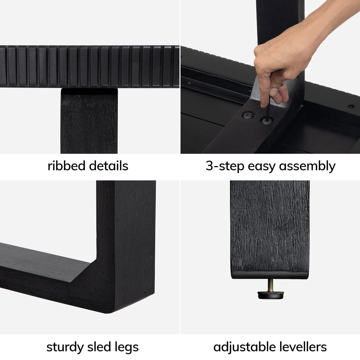 Amber Solid Wood Media Unit - Black