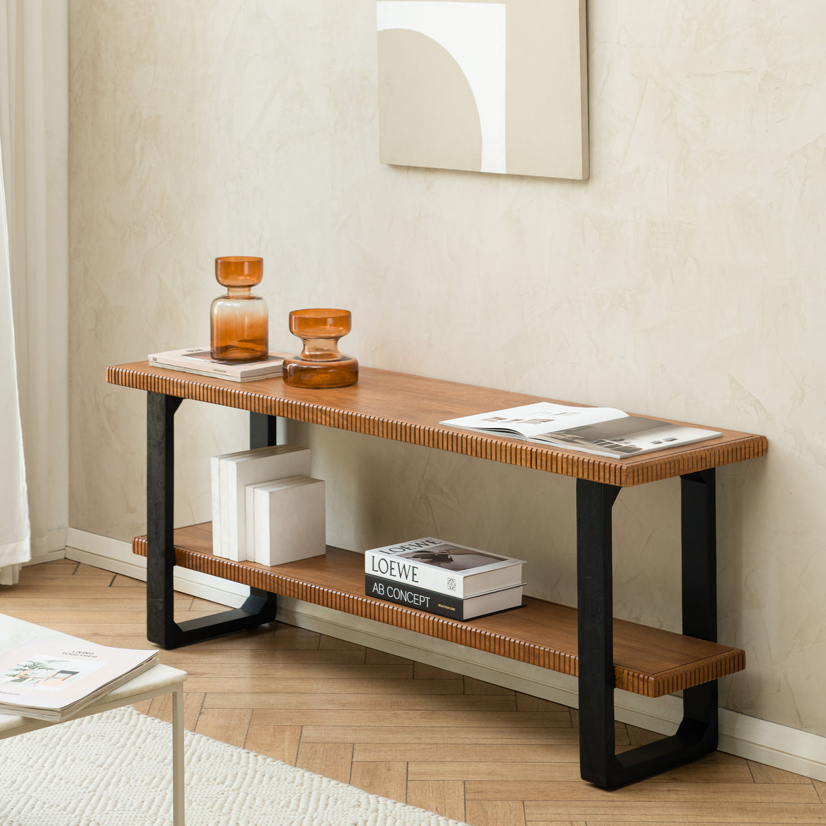 Amber Solid Wood Media Unit - Mid Tone Honey