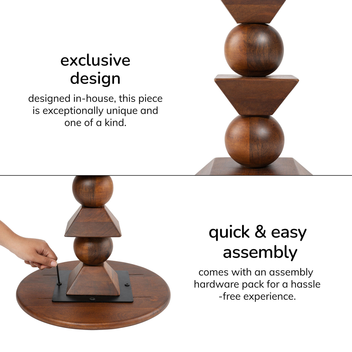 Gino Solid Wood End Table - Walnut