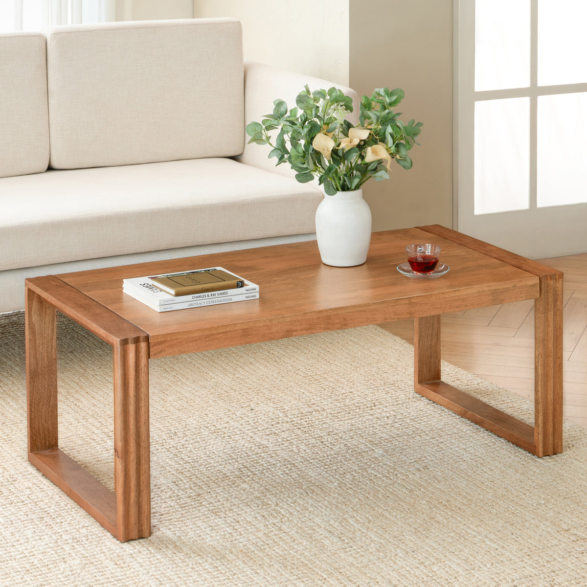 Lori Solid Wood Coffee Table - Mid Tone Honey