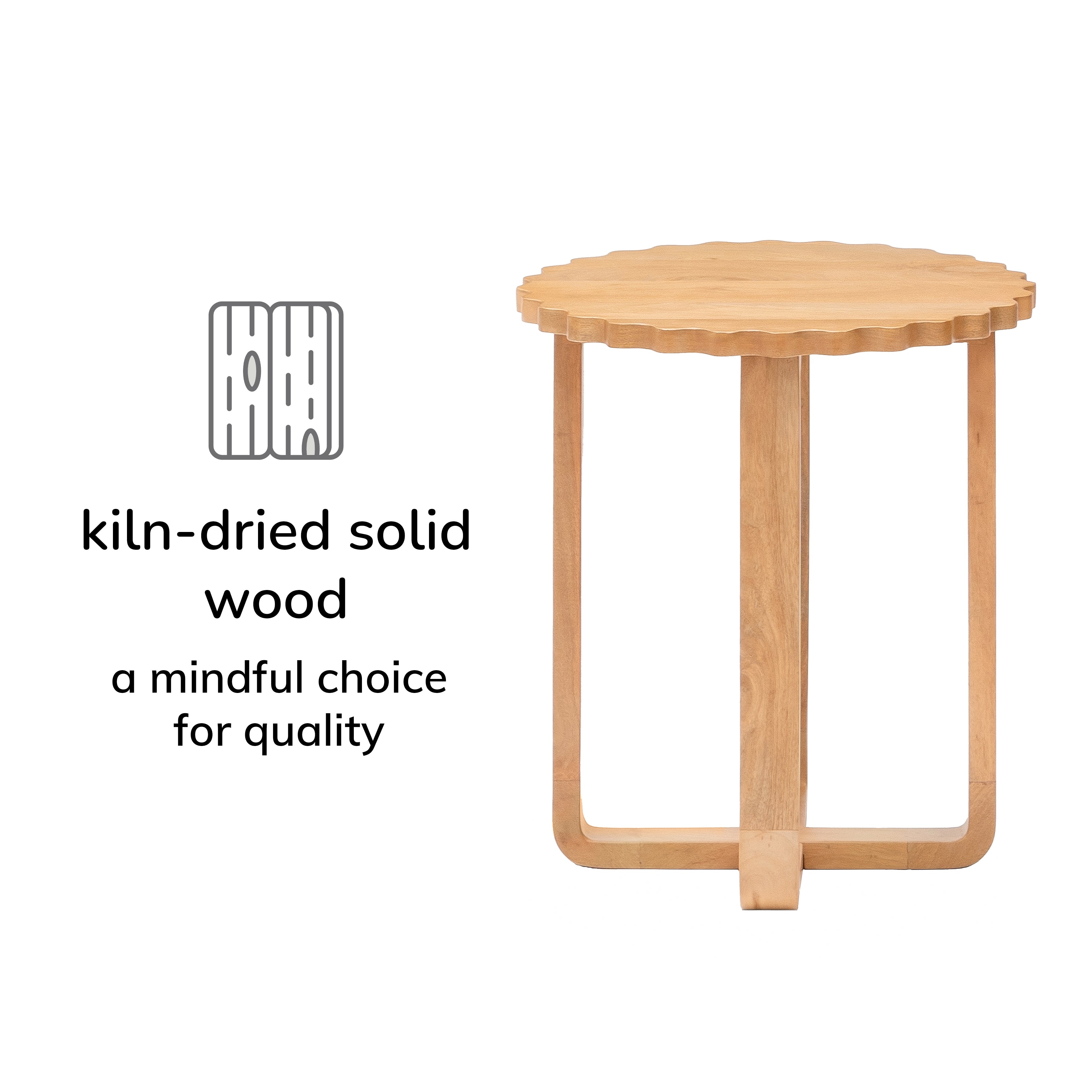 Camille Solid Wood End Table - Blonde Natural